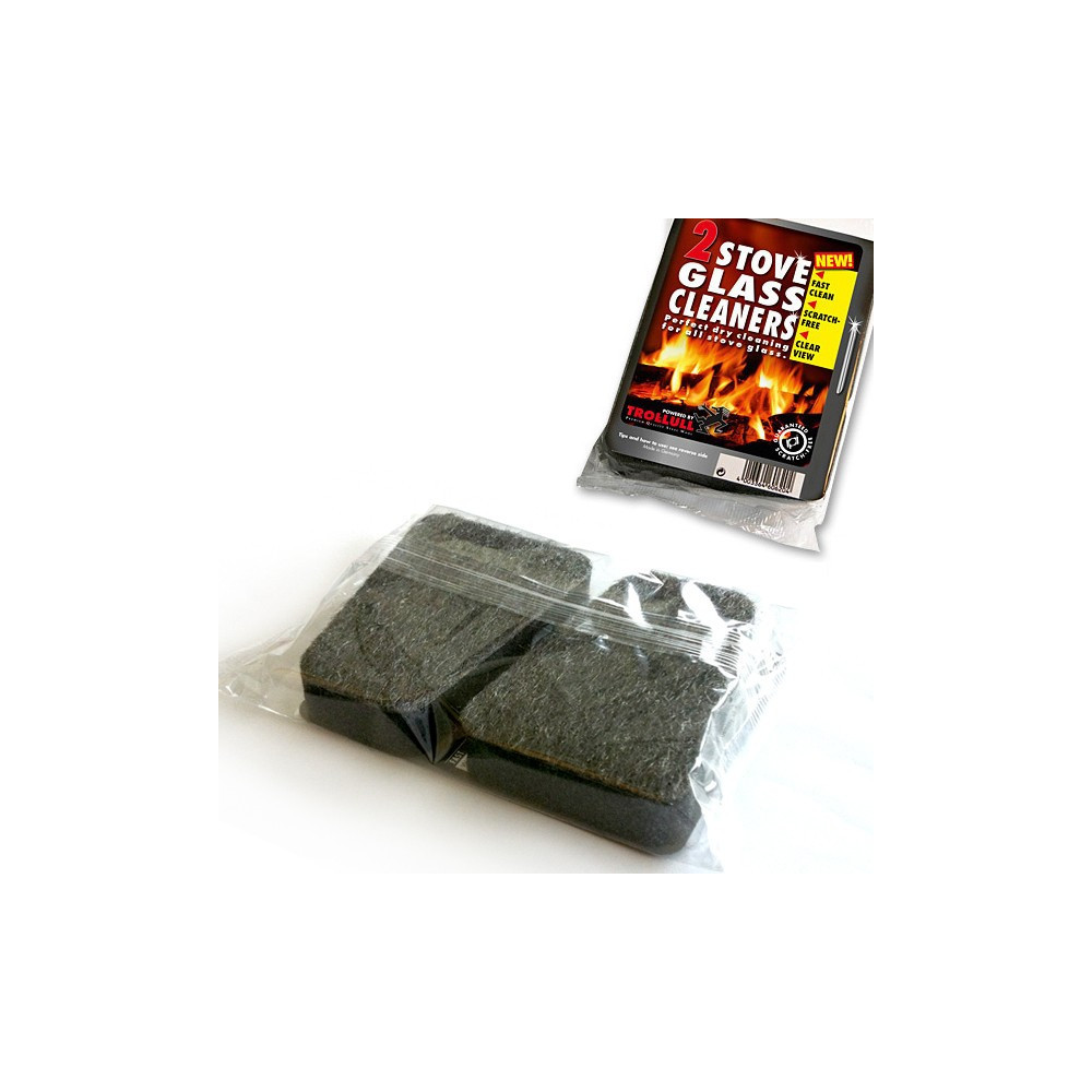 Pack de dos esponjas para limpieza en seco del cristal de chimeneas y estufas